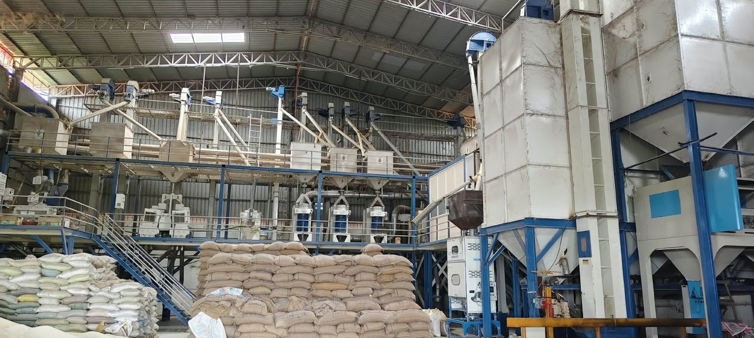 Storage silos inside the plant